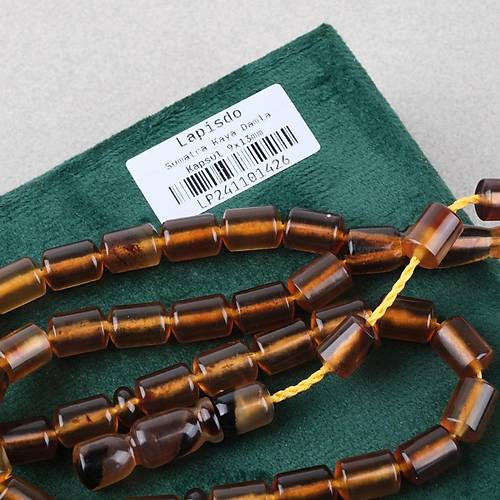 Sumatra Kaya Damla Kehribar Kaps�l Kesim 9x13mm Tesbih