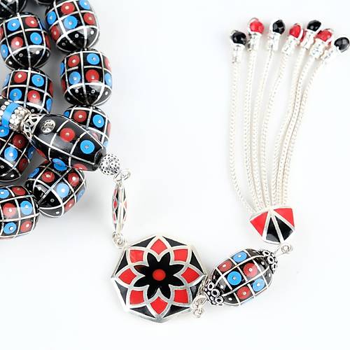 Erzurum Oltu 925Ayar Gm lemeli Nakka mame Gm Pskl Kapsl Kesim 13x15mm Tesbih