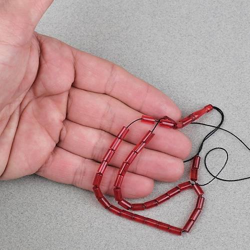 Ate� Kehribar Kesme Kesim 4x7mm Tesbih- K�rm�z�