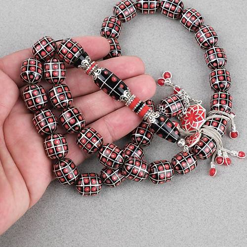 Erzurum Oltu 925Aayar Gm Pskl ,leme,Nak ve mame Kapsl Kesim 13x15mm Tesbih