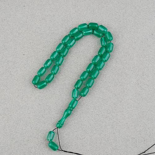 S�kma Kehribar Kaps�l Kesim 7x11mm Tesbih P�sk�ls�z Ye�il