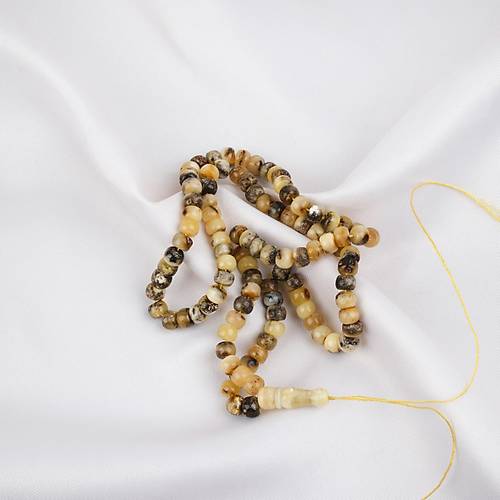 Damla Kehribar 99luk Tekerlek Kesim 5.5x4mm Namez Tesbihi