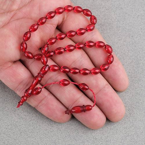 S�kma Kehribar Beyzi Kesim Sistemli Bilek Boy 5x8mm Tesbih K�rm�z�