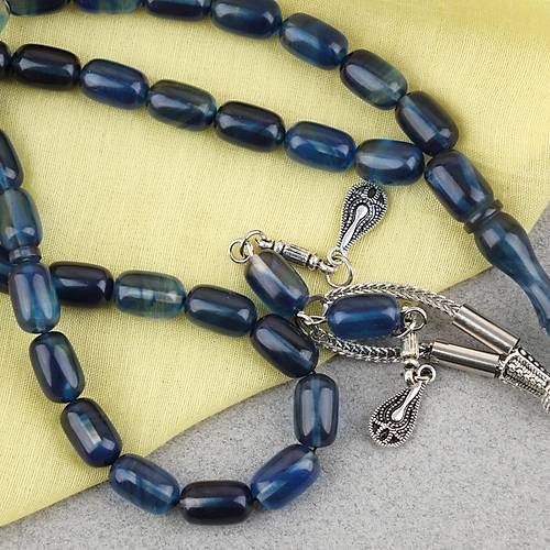 S�kma Kehribar Kaps�l Kesim Alpaka P�sk�ll� 7x11mm Tesbih