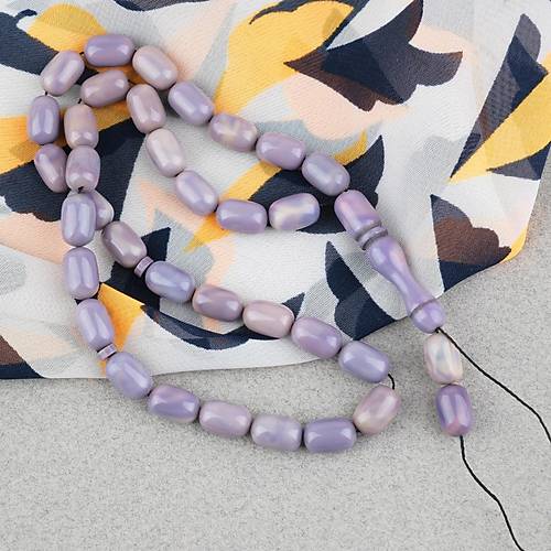 S�kma Kehribar Kaps�l Kesim 7x11mm Tesbih P�sk�ls�z Lila