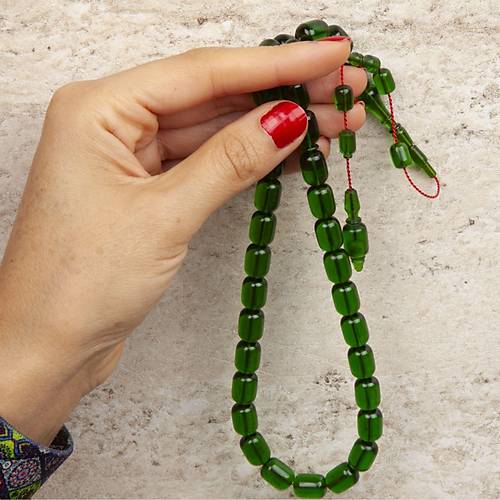 Katalin �ubuk Kaps�l Kesim 8.5x11.5mm Tesbih - �effaf Ye�il- �brahim Atasever Usta ��i