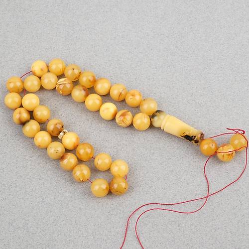 Damla Kehribar K�re Kesim 10mm Tesbih