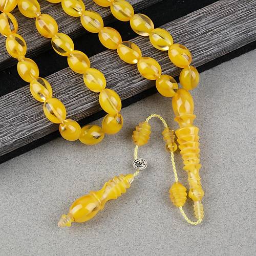 S�kma Kehribar �ubuk  Usta ��i �mzal� Yumurta Kesim 10x13mm Tesbih