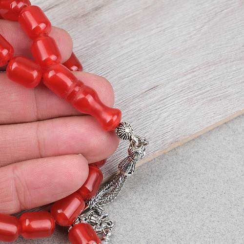 S�kma Kehribar Alpaka P�sk�ll� Kaps�l Kesim 9x12mm Tesbih - Portakal