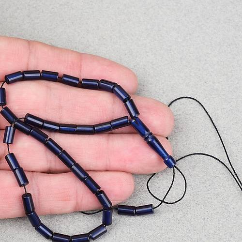 S�kma Kehribar Kesme Kesim 4x7mm Tesbih- Lacivert