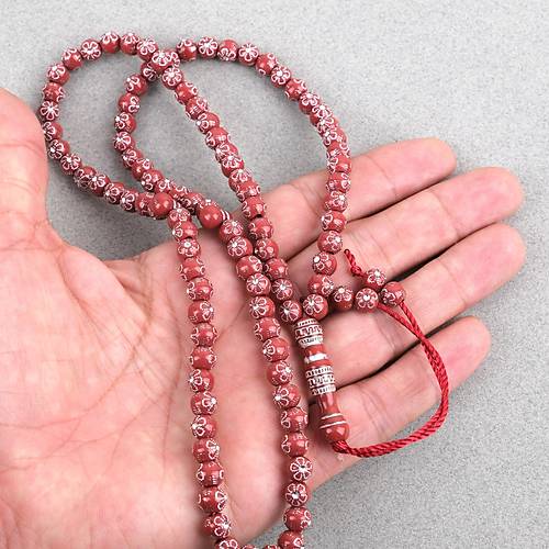 Hac Umre Hediyelik Ta�l� 99luk 7mm Tesbih - K�rm�z�