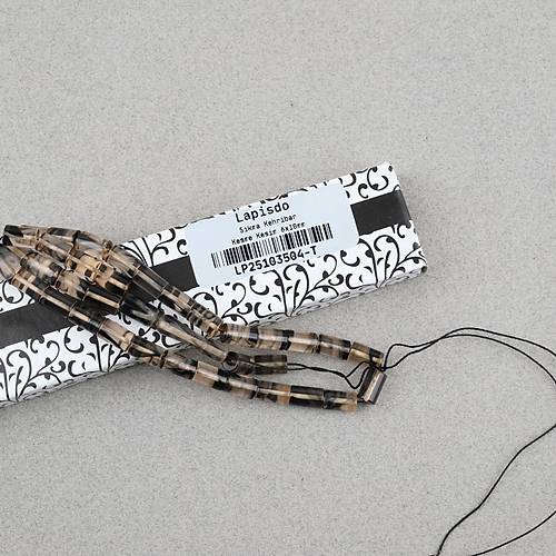 S�kma Kehribar Kesme Kesim 6x10mm Tesbih P�sk�ls�z �effaf Siyah