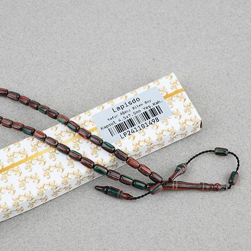 Kafur A�ac� Bilekboy Kaps�l Kesim 4.5x7.5mm Tesbih Ye�il Kahverengi