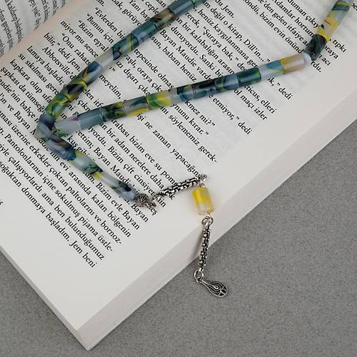 Arizona Katalin Alpaka P�sk�l Kesme Kesim 7x10mm Tesbih- Ye�il Beyaz