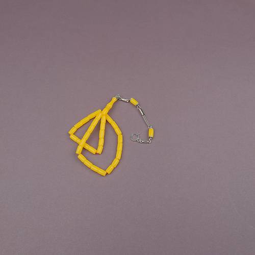 U�ak Cam� Kesme Kesim 6x10mm Tesbih Alpaka P�sk�ll� Koyu Sar�