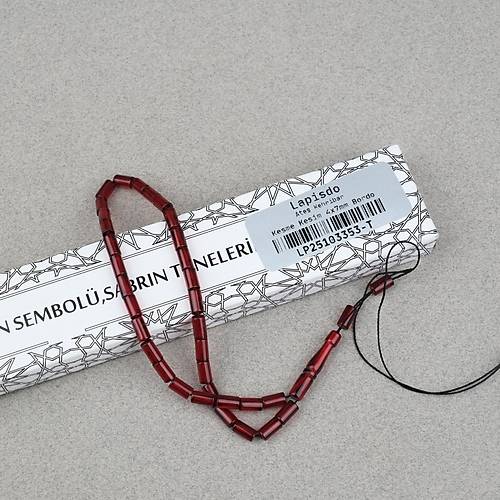 Ate� Kehribar Kesme Kesim 4x7mm Tesbih- Bordo