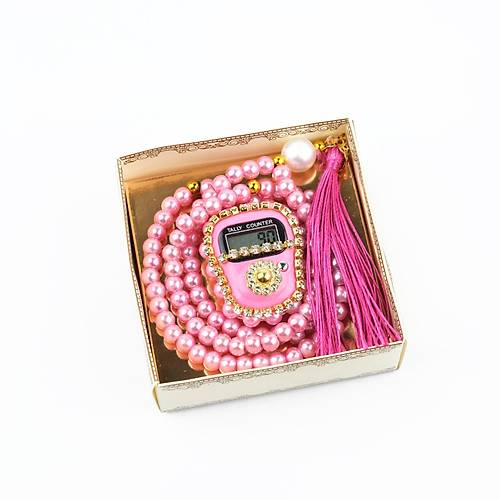 Tal Zikirmatik Elektronik Tesbih ve 99luk Namaz Tesbih Seti -Pembe