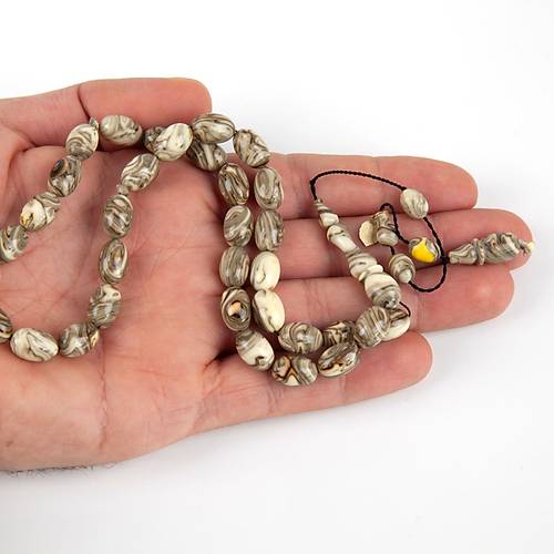 Katalin Beyzi Kesim 7x11mm Tesbih - Bej/Kahve eko