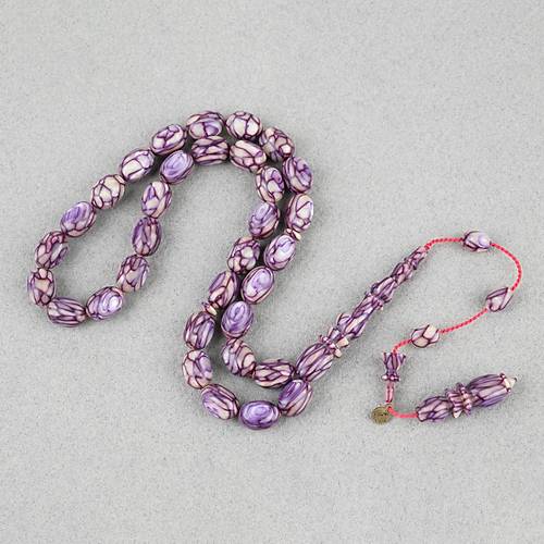 Galalit Yumurta Kesim 8.5x12mm Tesbih -Sedefli Lila