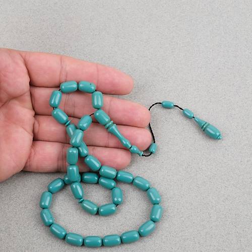 Katalin Eski Bowling Topu Obje Kaps�l Kesim 7x11mm Tebih - Turkuaz