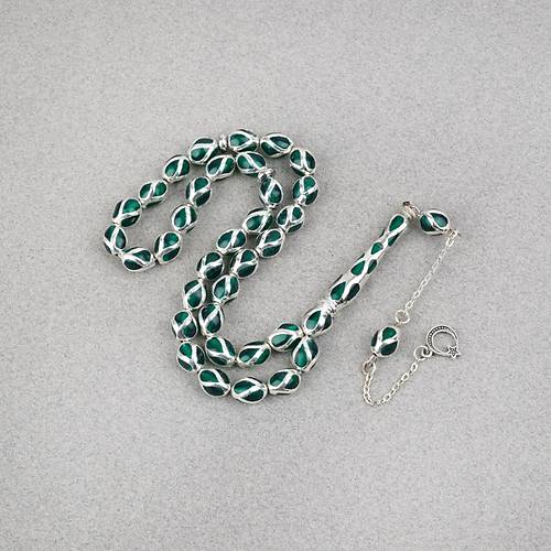 G�m�� Kaplama Kafesli Mine Beyzi 7x9mm Tesbih - Ye�il