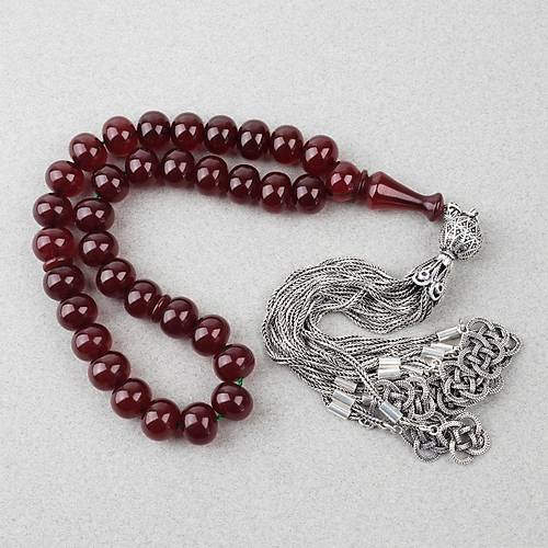 Skma Kehribar Ar Alpaka Pskl Tekerlek Kesim 13x10.5mm Tesbih