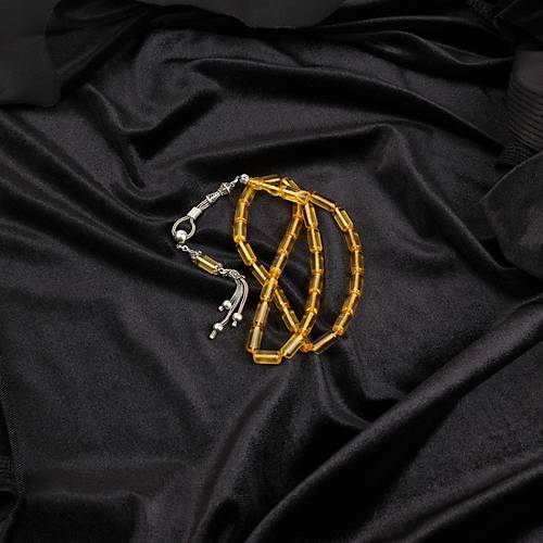 Su Damlas Doal Kaya Damla Kehribar 925Ayar Gm Pskl Kesme Kesim 6x13mm Tesbih