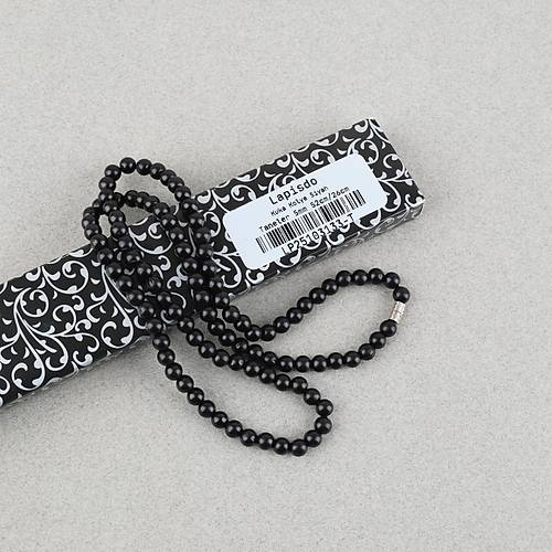 Kuka 5mm K�re Kolye 52cm/26cm - Siyah