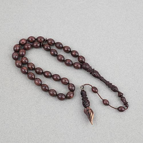 Kral A�ac�  Usta ��i �mzal� �zel El ��i Oyma �mame ve Hitame Beyzi Kesim 9x12mm Tesbih