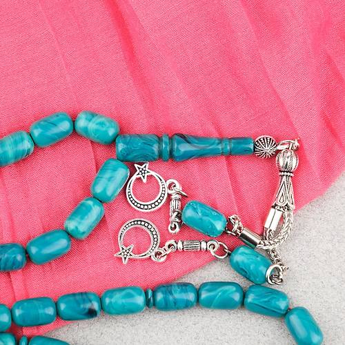 S�kma Kehribar Kaps�l Kesim Alpaka P�sk�ll� 7x11mm Tesbih