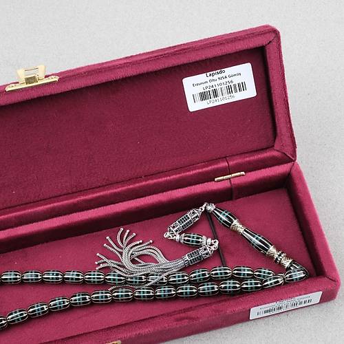 Erzurum Oltu 925Ayar Gm Pskl 10 Yarma Katalin leme Nakka Imame Kapsl Kesim 8x12mm Tesbih