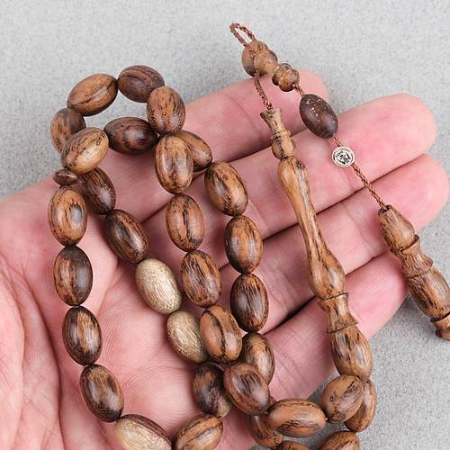 Abanoz Aac Kahverengi Badem Kesim 8x13mm Tesbih