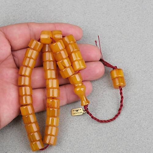 Omari S�kma Kehribar Tekerlek Kesim Oturtma �mameli Sistemli 7.5x11mm Tesbih