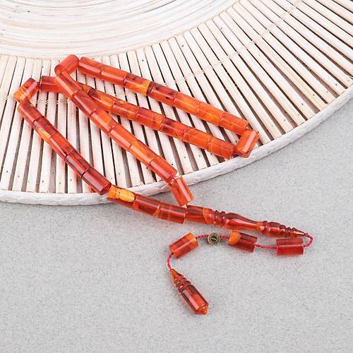 S�kma Kehribar Usta ��i �mzal� Kesme Kesim 6.5x10.5mm Tesbih