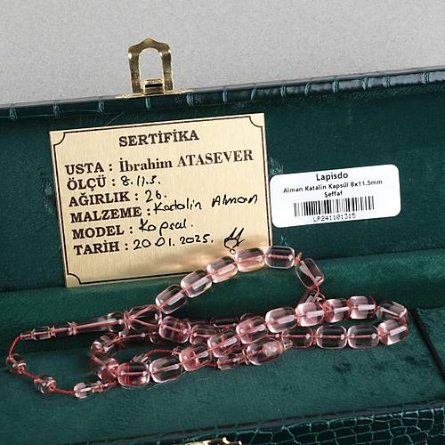 Alman Katalin Usta i Kapsl Kesim 8x11.5mm Tesbih -effaf Krmz