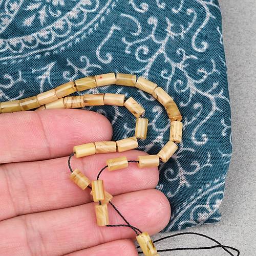 S�kma Kehribar Kesme Kesim 4x7mm Tesbih- Koyu Sar�