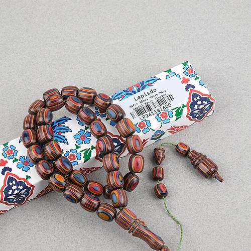 Kafur A�ac� Kaps�l Kesim 11x12mm Tesbih - Kahve Mavi