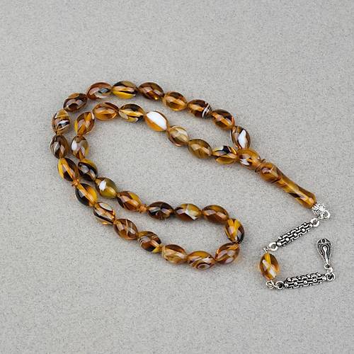 Arizona Katalin Alpaka P�sk�l Beyzi Kesim 8x12mm Tesbih- Sar� Kahverengi