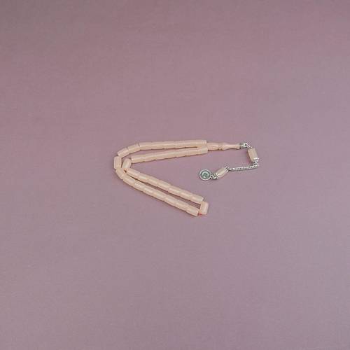 U�ak Cam� Kesme Kesim 7x10mm Alpaka P�sk�ll� Tesbih Bej