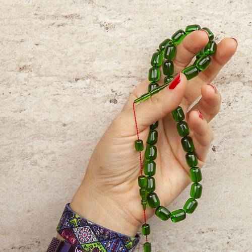 Katalin �ubuk Kaps�l Kesim 8.5x11.5mm Tesbih - �effaf Ye�il- �brahim Atasever Usta ��i