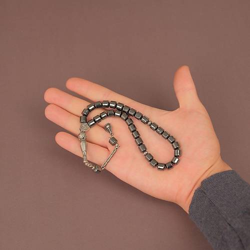 Hematit Ta�� Do�al Ta� F��� Kesim 8x8mm Tesbih