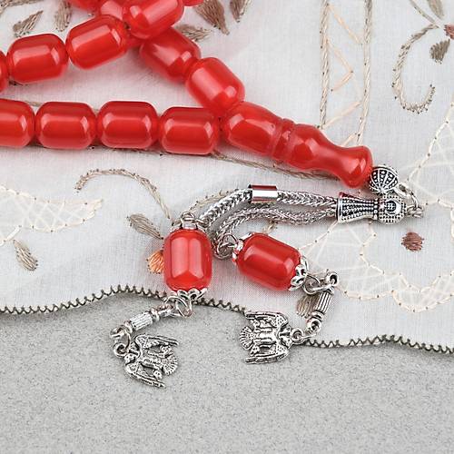 S�kma Kehribar Alpaka P�sk�ll� Kaps�l Kesim 9x12mm Tesbih - Portakal