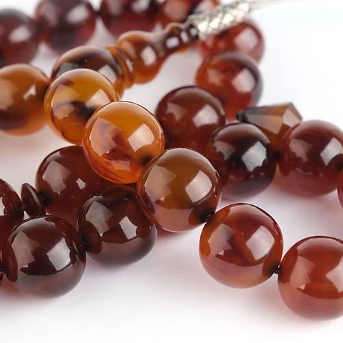 Osmanl Skma Kehribar Cem Blbl Usta ilikli Kre Kesim 18mm Tesbih