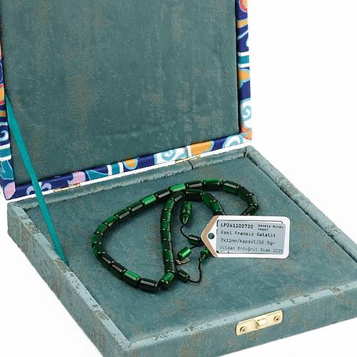 Galalit 1940 D�k�m Eski Frans�z Kaps�l Kesim 7x11mm Tesbih - Rolex Ye�il