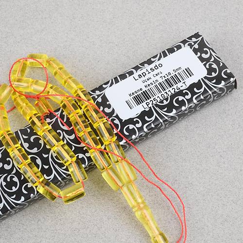 U�ak Cam� Kesme Kesim 7x10.5mm Tesbih - �effaf Llimon Sar�