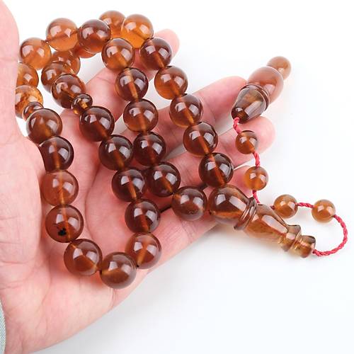 Sumatra Kaya Damla Kehribar Kre Kesim 16mm Tesbih