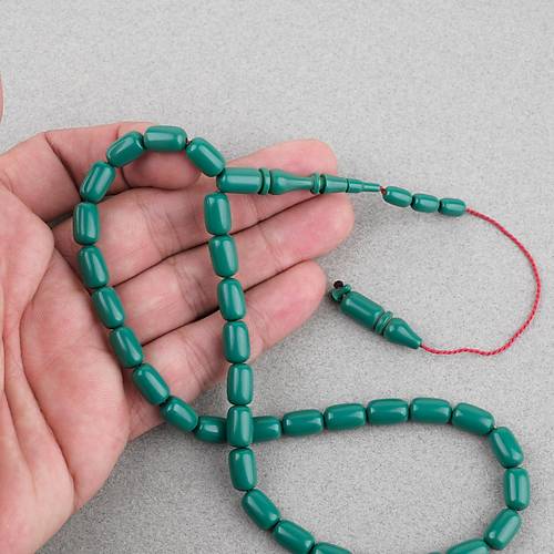 Katalin Eski Bowling Topu Obje Kaps�l Kesim 7x11mm Tebih - Koyu Ye�il