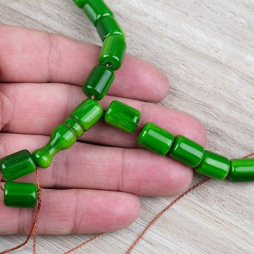 Katalin �ubuk Kaps�l Kesim 9x13mm Tesbih - Ye�il P�sk�ls�z