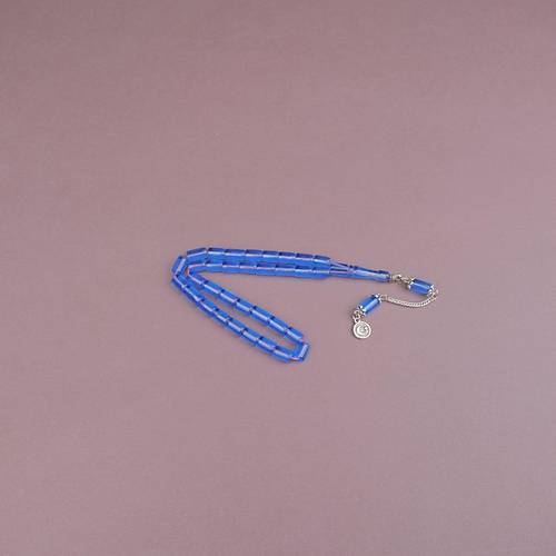 U�ak Cam� Kesme Kesim 7x10mm Alpaka P�sk�ll� Tesbih �effaf Mavi