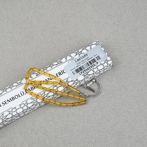 Ate� Kehribar Alpaka P�sk�ll� Kesme Kesim 4x7mm Tesbih- �effaf Sar�